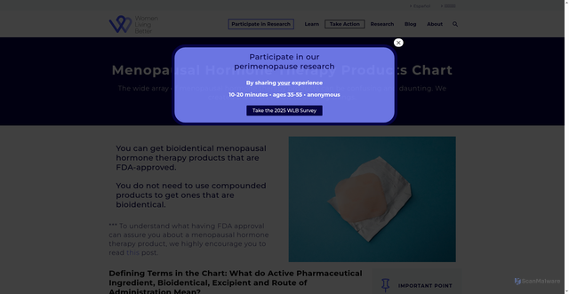 Security scan screenshot of https://womenlivingbetter.org/hormone-therapy-options/
