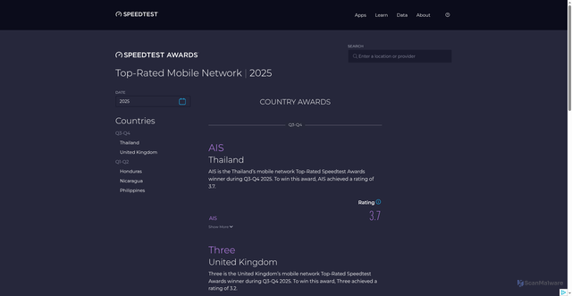 Security scan screenshot of https://ding-2c7.pages.dev/awards/top-rated-mobile/?