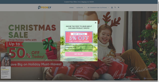 Security scan screenshot of https://peonlyshop.com