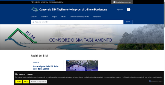 Security scan screenshot of https://www.bimtagliamento.it/