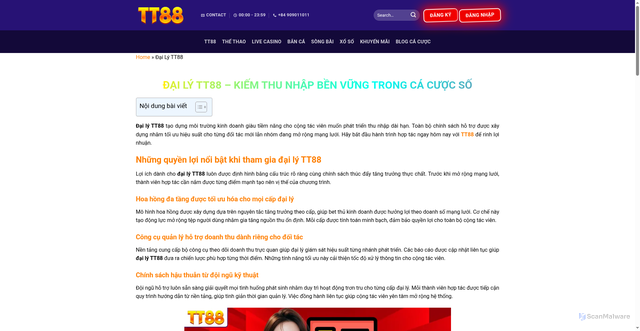 Security scan screenshot of https://tt88game.online/dai-ly-tt88/