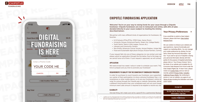 Security scan screenshot of https://marketing.chipotle.com/fundraisers/request-application