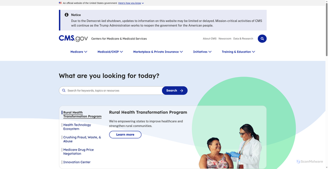 Security scan screenshot of https://www.cms.gov/