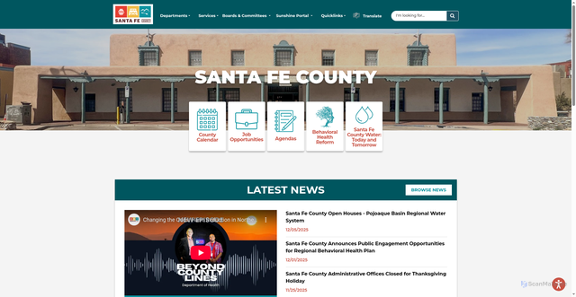 Security scan screenshot of https://www.santafecountynm.gov/