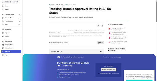 Security scan screenshot of https://pro.morningconsult.com/trackers/donald-trump-approval-rating-by-state
