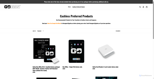 Security scan screenshot of https://gofan-market.myshopify.com/collections/frontpage