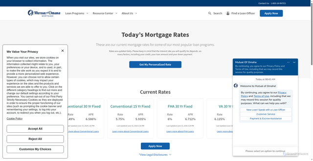 Security scan screenshot of https://www.mutualmortgage.com/mortgage-rates/