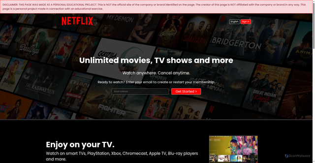 Security scan screenshot of https://netflixbymanoj.vercel.app/