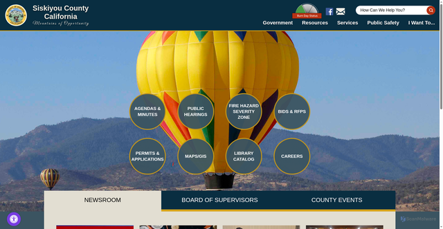 Security scan screenshot of https://www.siskiyoucounty.gov/