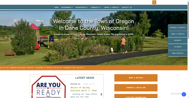 Security scan screenshot of https://townoforegonwi.gov/