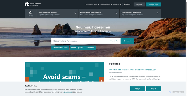 Security scan screenshot of https://www.ird.govt.nz/
