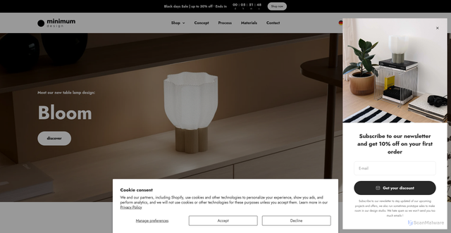 Security scan screenshot of https://minimum-design.com/