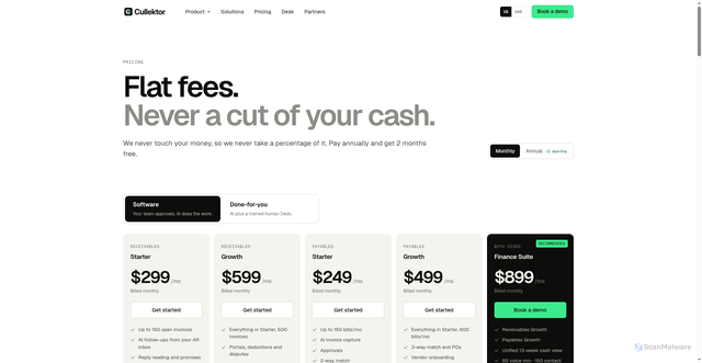 Security scan screenshot of https://cullektor.com/pricing/