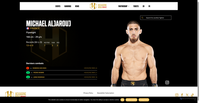 Security scan screenshot of https://hexagonemma.fr/en/combattant/michael-aljarouj-2/