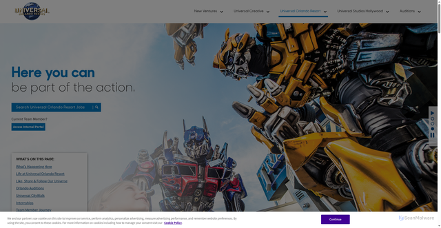 Security scan screenshot of https://jobs.universalparks.com/universal-orlando-resort
