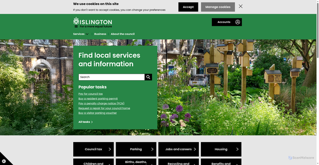 Security scan screenshot of https://www.islington.gov.uk/