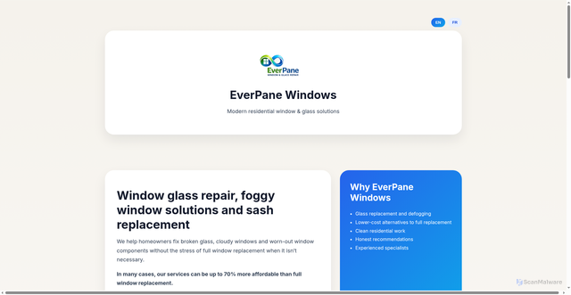 Security scan screenshot of https://everpanewindows.com/