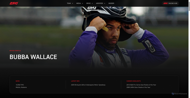 Security scan screenshot of https://www.23xiracing.com/bubba-wallace
