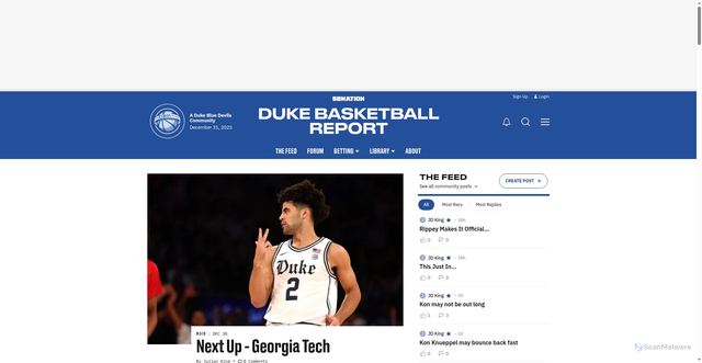 Security scan screenshot of https://dukebasketballreport.com