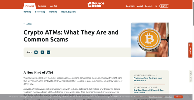 Security scan screenshot of https://www.1stsource.com/advice/crypto-atms-scams-explained/
