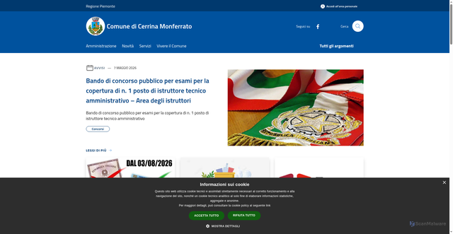 Security scan screenshot of https://www.comune.cerrina.al.it