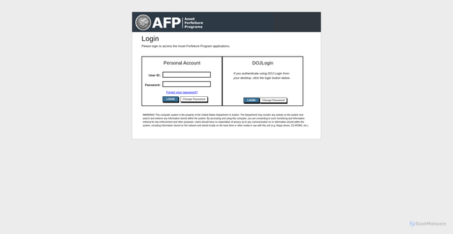 Security scan screenshot of https://systems.forfeiture.gov