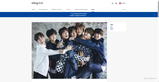 Security scan screenshot of https://koreanstyle-shop.com/blogs/k-pop-blog/who-are-the-members-of-bts