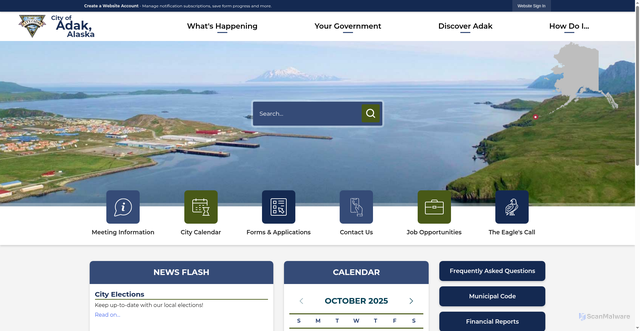 Security scan screenshot of https://adak-ak.gov/