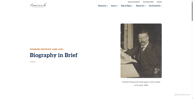 Security scan screenshot of https://www.theodorerooseveltcenter.org/biography/