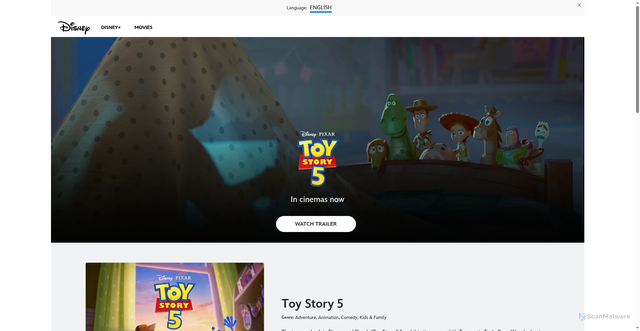 Security scan screenshot of https://en.disneyme.com/movies/toy-story-5