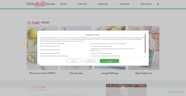 Security scan screenshot of https://biggerbolderbaking.com