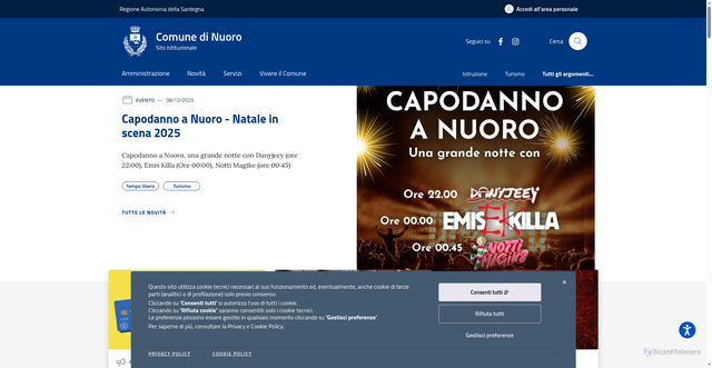 Security scan screenshot of https://www.comune.nuoro.it/