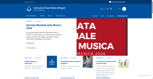 Security scan screenshot of https://www.comune.sanpaolodargon.bg.it