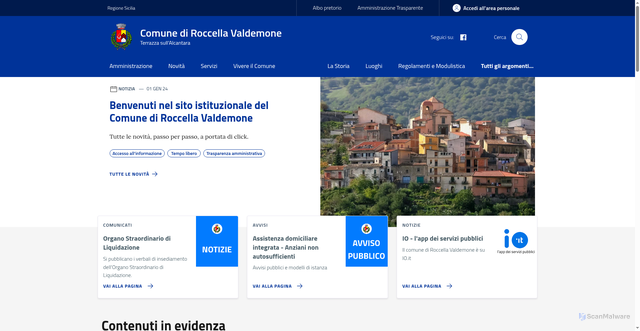 Security scan screenshot of https://www.comune.roccellavaldemone.me.it/