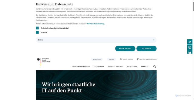 Security scan screenshot of https://itzbund.de
