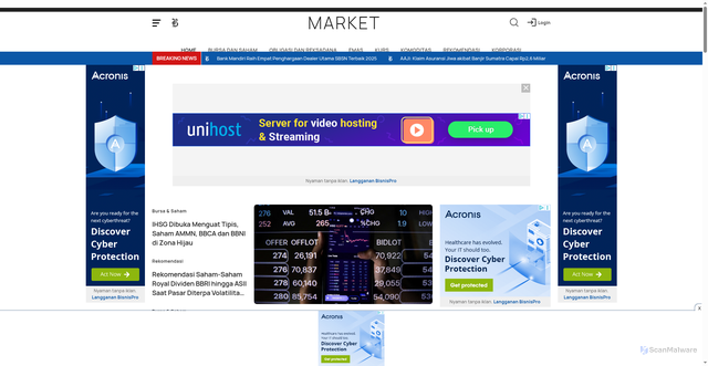 Security scan screenshot of https://market.bisnis.com