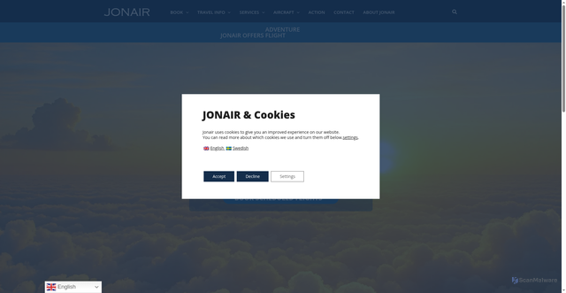 Security scan screenshot of https://jonair.se/