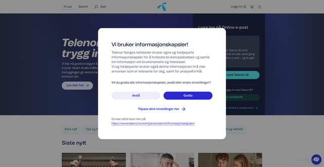 Security scan screenshot of https://online.no