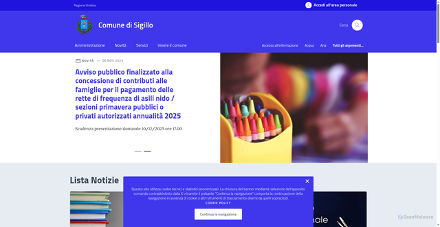 Security scan screenshot of https://comune.sigillo.pg.it/