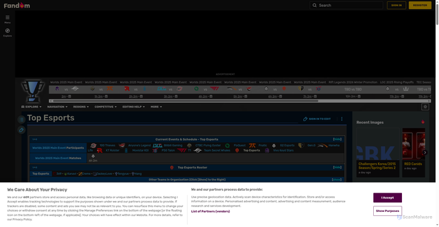 Security scan screenshot of https://lol.fandom.com/wiki/Top_Esports