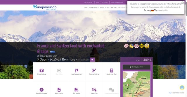 Security scan screenshot of https://www.europamundo.com/br/itinerario-menu.aspx?rutaid=6487&temp=2026