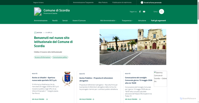 Security scan screenshot of https://www.comune.scordia.ct.it