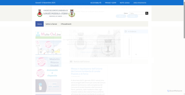 Security scan screenshot of https://www.lonatepozzolo-ferno.va.it/
