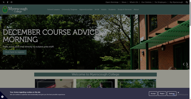 Security scan screenshot of https://www.myerscough.ac.uk/