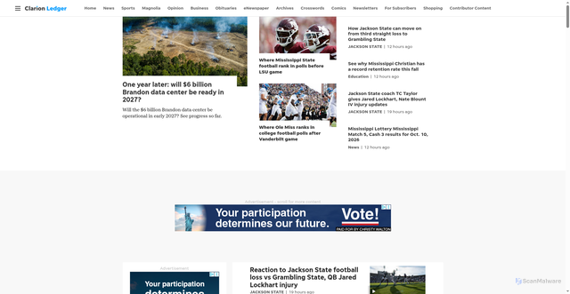 Security scan screenshot of https://www.clarionledger.com