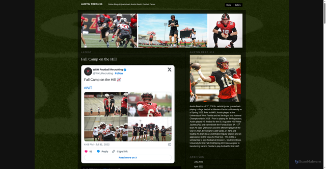 Security scan screenshot of https://austinreedfootball.com/