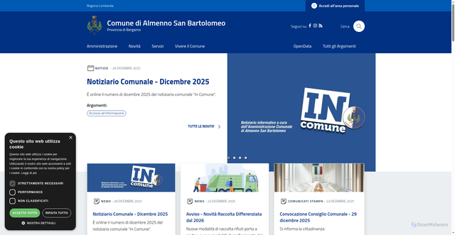 Security scan screenshot of https://www.comune.almennosanbartolomeo.bergamo.it/