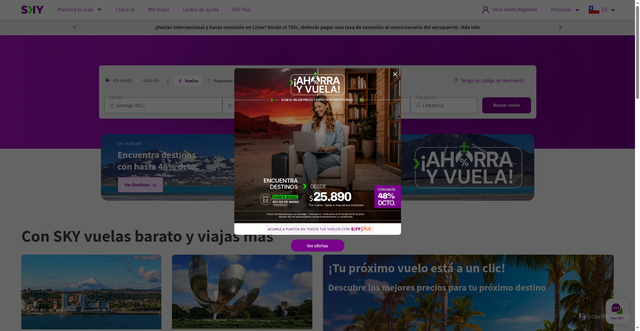Security scan screenshot of https://skyairline.com