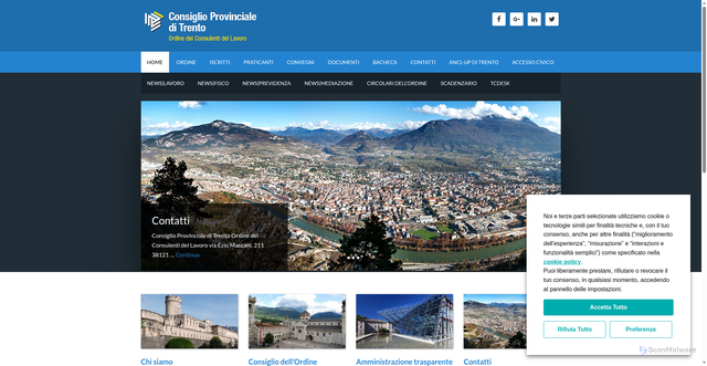 Security scan screenshot of https://www.consulentidellavoro.trento.it/