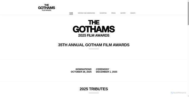 Security scan screenshot of https://awards.thegotham.org/